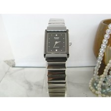 Reloj de cuarzo cuadrado Rado DiaStar para dama esfera negra 1P diamante vintage Japón