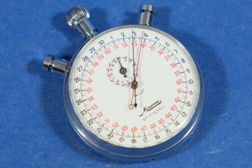 Vintage Minerva 1/10 Split Second 9 Jewels Stopwatch Swiss Made PNSA49 Inscribed