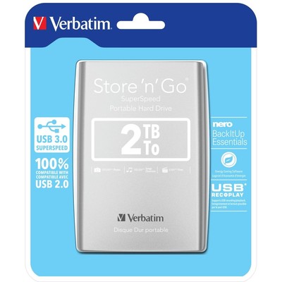 Verbatim Portables Festplattenlaufwerk Store 'n' Go USB 3.0, 2 TB, Sil #26799835