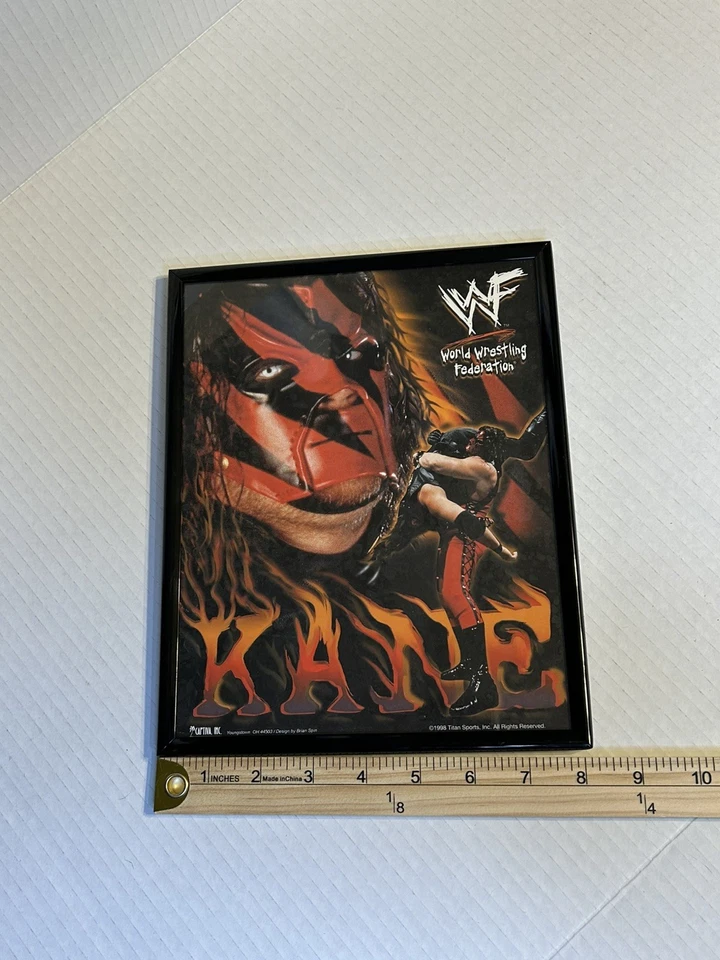 1998 KANE WWF Wrestler Titan Sports ~ Impressão emoldurada 10 polegadas x 8 polegadas - Imagem 3 de 4