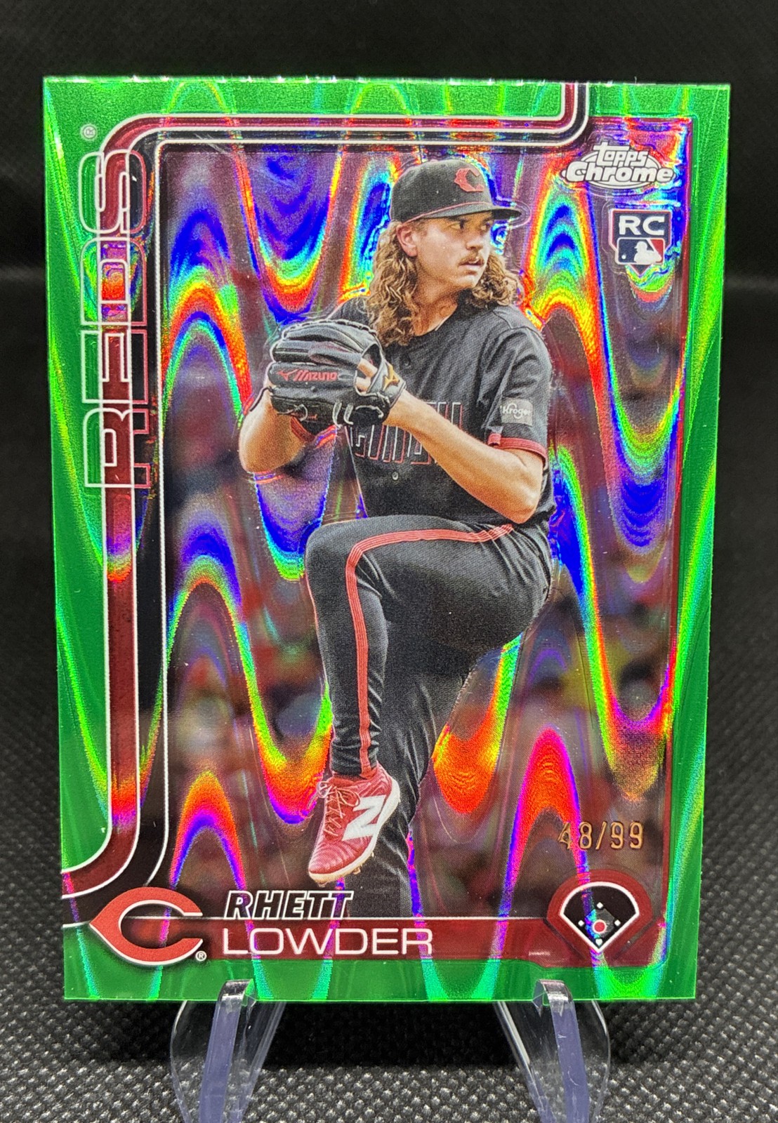 2025 Topps Chrome - Rhett Lowder #147 Green RayWave Refractor /99 (RC) Reds