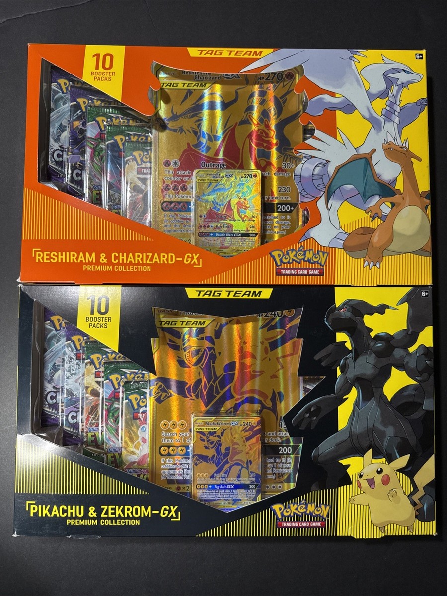 Pokemon TCG- Reshiram & Charizard/Pikachu & Zekrom GX Tag