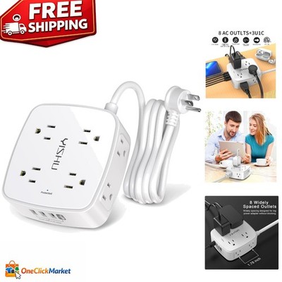 6 Ft Surge Protector Power Strip - 8 AC Outlets & 4 USB Ports,  Certified
