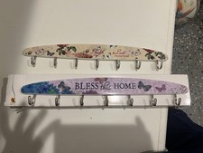 Vintage Tie Hook Wall Mount Belt Holder Organizer Metal Wood