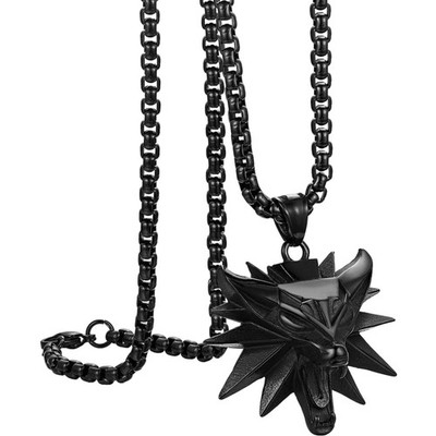 Flongo Wolf Kette Herren mit Wolfskopf Wolf paw Anhänger Wikinger Halskette M...