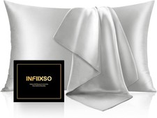 1 Pack Silk Pillowcase, Blissy-like DKBslik for Hair and Skin,Grey Queen Size