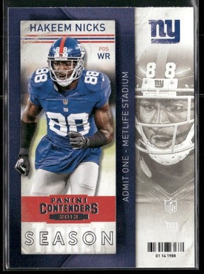 Hakeem Nicks 2013 Panini Contenders #51 New York Giants