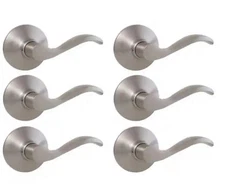 Defiant Naples Satin Nickel Passage Hall Closet Door Handle Contractor 6 Pack