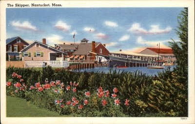Nantucket MA Harbor Scene The Skipper Tichnor Bros. c1950s-60s Vintage Postcard