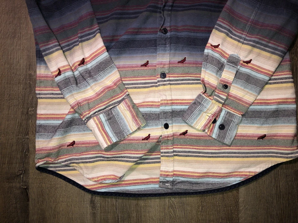 Camisa Staple Pigeon Para Hombre XL Botones Ombré Rayas Patrón Suroeste  Foto 4 de 4