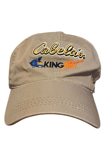 Cabela's King Kat Embroidered Beige Khaki Hat Cap Snapback Adjustable - Picture 2 of 18