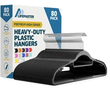 Lifemaster 80 Pack Heavy Duty Non Slip Clothes Hangers Space Saving Design
