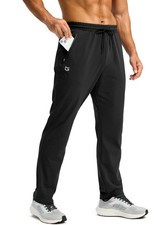 Mens Fleece Lined Winter Joggers with 3 Zipper Pockets, Size S, Black
