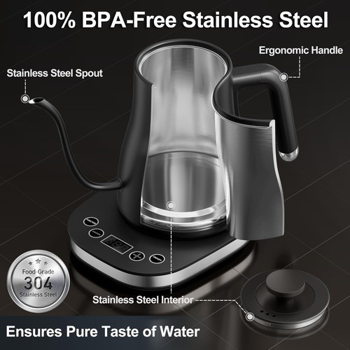 Gooseneck Electric Kettle with 5 Temperature Control Presets, Pour Over Coffe... - Picture 4 of 7