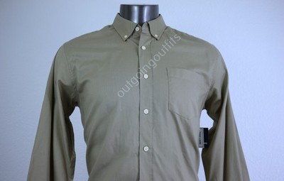 NEW Basic Editions Easy Care Men's Long Sleeve Button Front Shirt Solid Size M