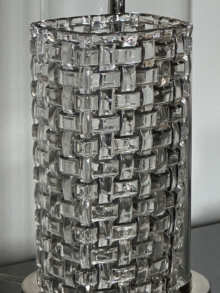 NOVO VASO DE CRISTAL TRANÇA PADRÃO DE TECIDO DE CESTA ABSOLUTAMENTE DESLUMBRANTE JOGA NA LUZ - Imagem 4 de 4