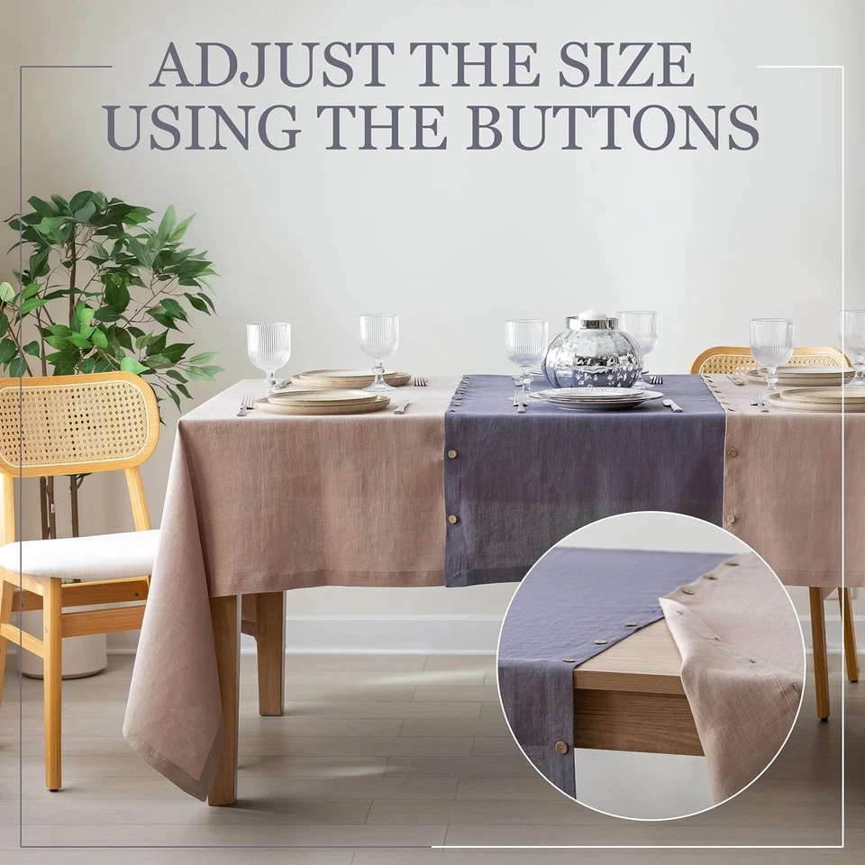 Table Cloth Rectangle - 100% Linen 60x106, Milky Coffee & Plum - Image 4 of 4