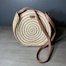 Sun N Sand Straw Spiral Circle Crossbody Bag Summer Purse