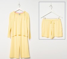 Muk Luks Women's Sleepwear Sz M PolySpan Short Pant  Hoodie Tan/Beige A677903