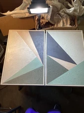 Renwil  Wall Art Signed By Michelle Glay (2) 24” x 16” Abstract  Textured Pieces