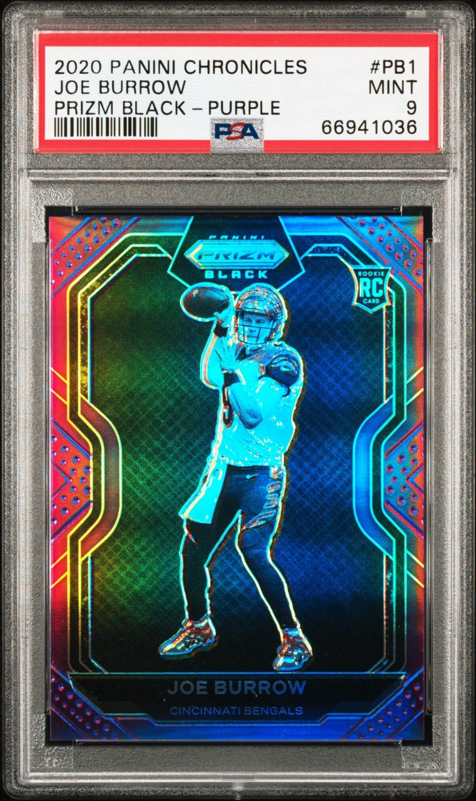 2020 Joe Burrow Panini Chronicles Prizm Black #PB-1 Purple /125 PSA 9