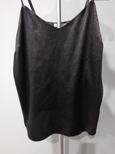 Nine West Satin Layering Cami DULL BLACK Women's Sz L NWT MSRP 30