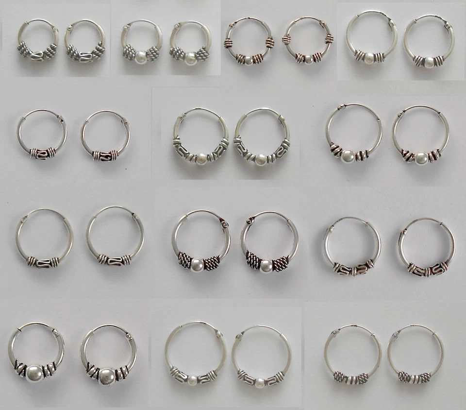 1 Paio Celtico Orecchini Cerchio 10 12 14 16 MM Argento Sterling 925 Bali Anelli