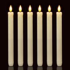 Homemory 6 Pack Flameless Taper Candles, No Remote, Realistic Flickering Battery