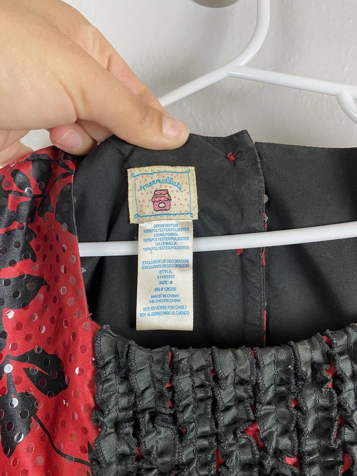 Vestido de Fiesta Marmelatta Niñas Talla 8 Rojo Negro Sin Mangas Vacaciones Navidad Foto 3 de 3