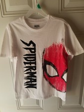 NEW Marvel Spider-Man "Big Spidey Face" White Short Sleeve T-Shirt Kids 10-12