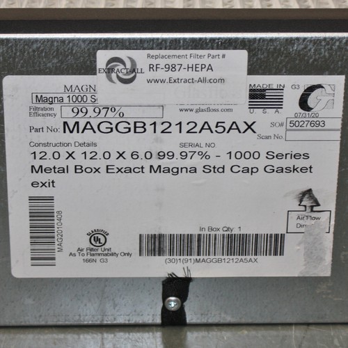 Extract-All HEPA Air Scrubber Filter RF-987-HEPA, Merv 17, 12x12x6 - Picture 2 of 7
