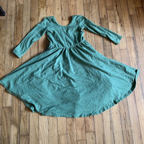 Alice & Ames Dress Girls 7 BALLET Twirl Knit Green Bean Cotton Full Skirt