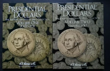 Set of 2 He Harris Presidential Dollar P&D Coin Folder 1 &2 2007-2020 Album Book