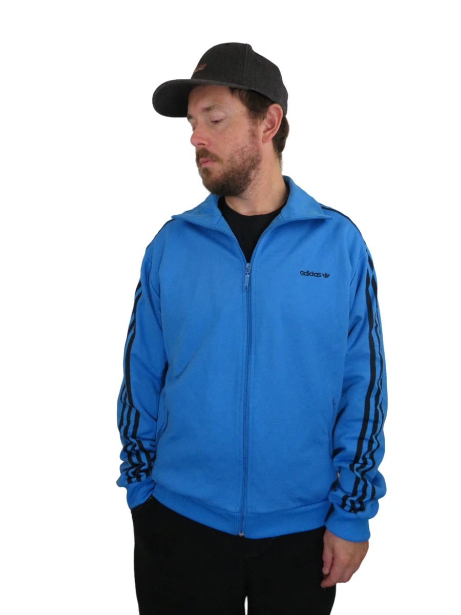 Adidas Rare Trefoil Skateboarding Jacket Mens Large Track Blue Striped Vtg 90s