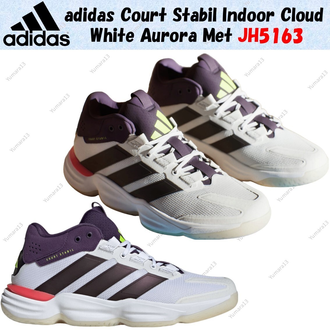 adidas Court Stabil Indoor Cloud White Aurora Met JH5163 Men's