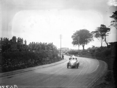 Cyril Maurice Harvey, Alvis FWD, chases after another car 1930 Racing Old Photo