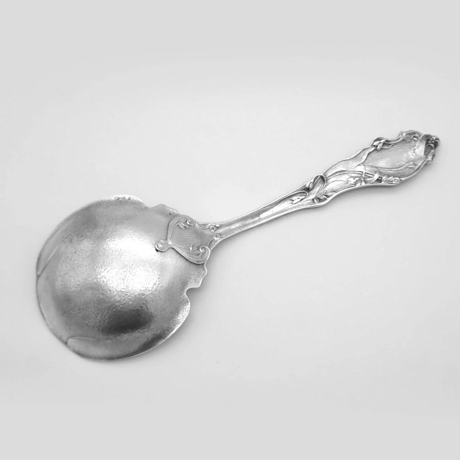 Cuchara para servir fundida Art Nouveau inglesa de plata esterlina 1912 Gorham Mfg Co Foto 3 de 4