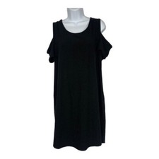 Discreet Cold Shoulder Black Dress Size 2X Polyester & Spandex Blend