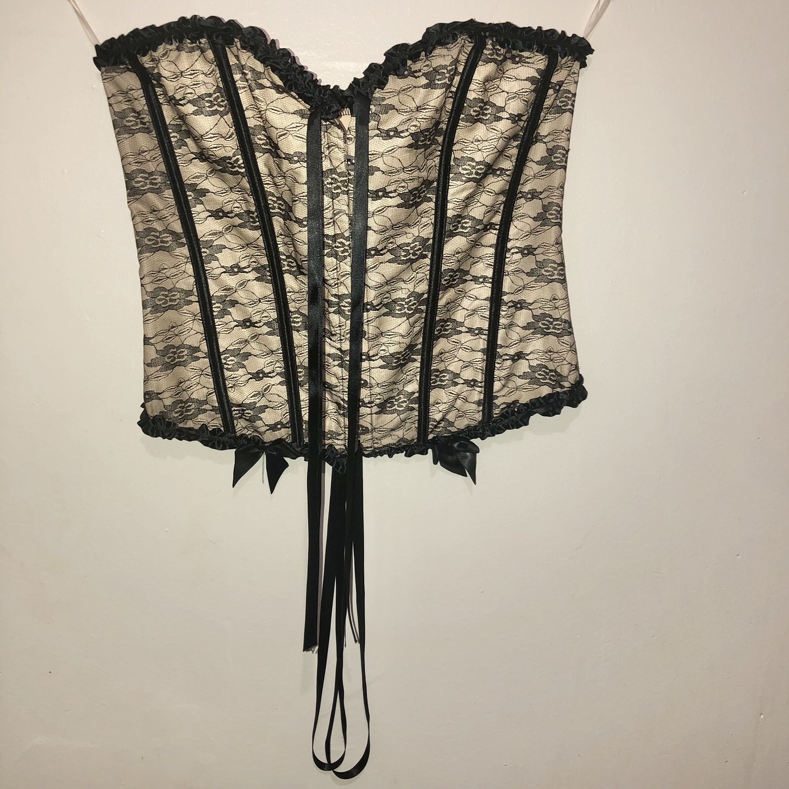 Y2K Brown Lace Boho Corset (S)