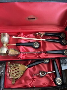24 k gold plated Asian cocktail set vintage