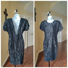 Late Edition VTG V Back Black Lace Dress Size 8