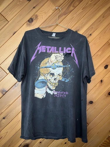 Metallica Vintage T Shirt Damaged Justice Tour P 1980s vintage concert t-shirt, vintage, single stitch, B+ condition
