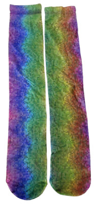 K. bell 32098 Rainbow Nylon Fashion Novelty Socks Multicolor Shoe Size 4-10