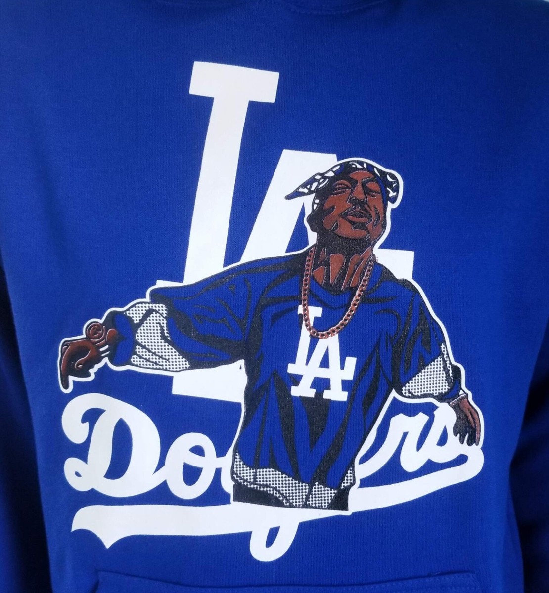 TUPAC LA Royal BLUE CREWNECK WEST SIDE 2pac DODGERS GO BLUE
