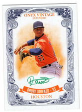 DAURI LORENZO 2021 ONYX VINTAGE EXTENDED BASEBALL ON CARD AUTO GREEN INK /50