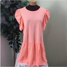 SO tiered knit dress Woman’s 1X neon peach dropped waist distressed fabric
