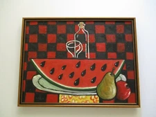 24 INCH GERALD ROWLES PAINTING EXPRESSIONIST ABSTRACT MODERNIST  STILL LIFE RARE