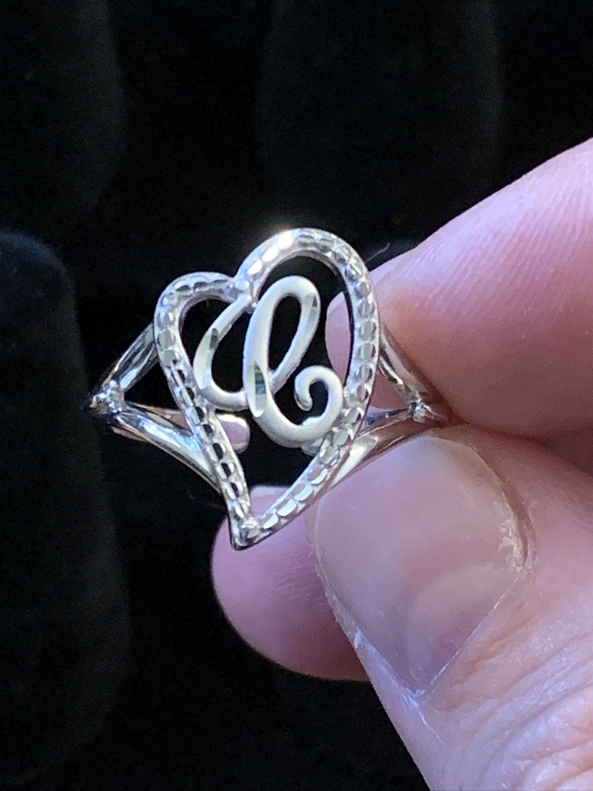 Marked 925 Sterling Silver Ring Initial Letter E … - image 8