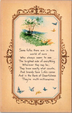 Greetings Card-Butterflies-Poem-Gibson Art Co-Vintage Postcard