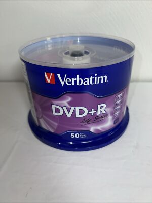 NEW 50 VERBATIM Life Series DVD+R 16X Branded Logo 4.7GB Media Disc 97174